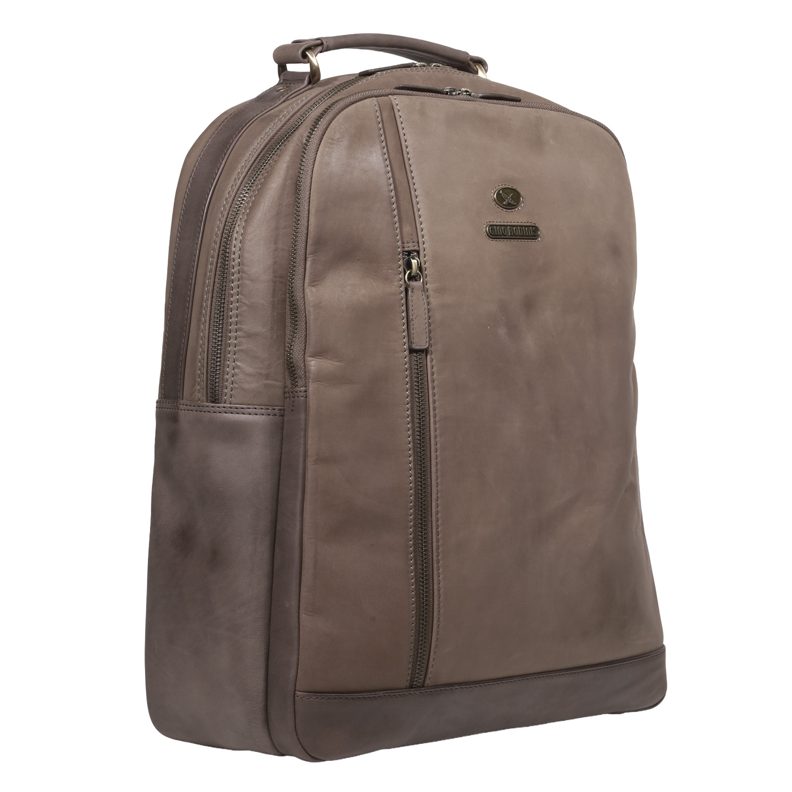 Mochila de Cuero, Color CAFÉ , Modelo 2102 - Gino Rodinis