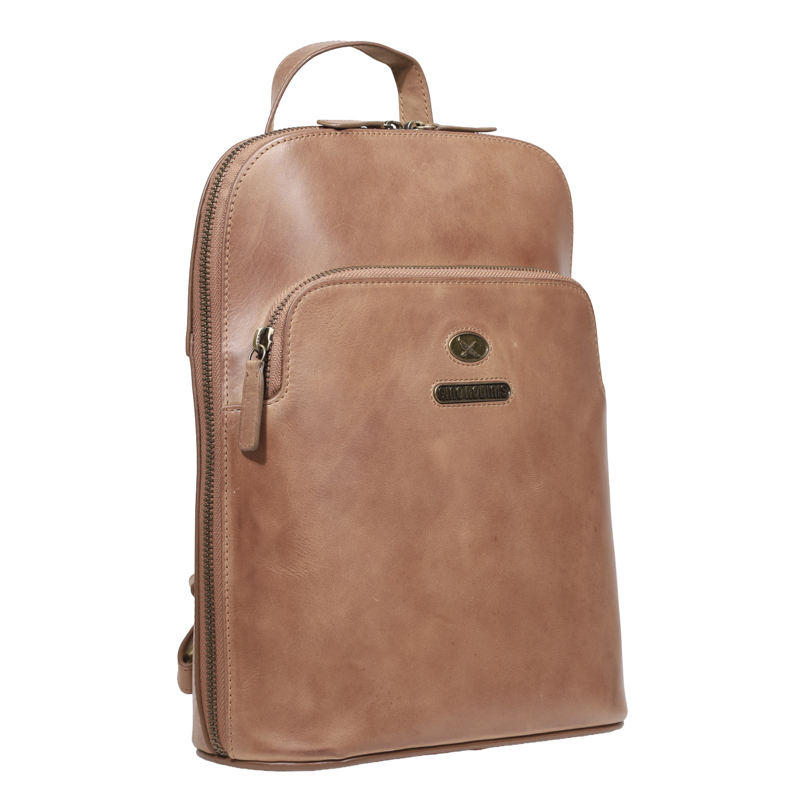 Mochila de Cuero, Color Camel, Modelo 2105 - Gino Rodinis