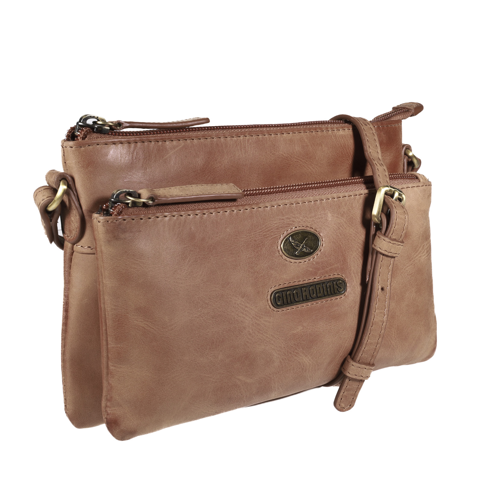 CARTERA DE CUERO MUJER - COLOR CAMEL - MODELO 2097 - GINO RODINIS