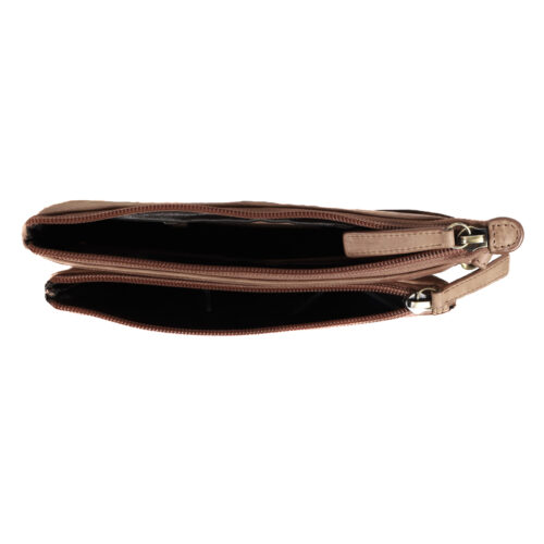 CARTERA DE CUERO MUJER - COLOR CAMEL - MODELO 2097 - GINO RODINIS
