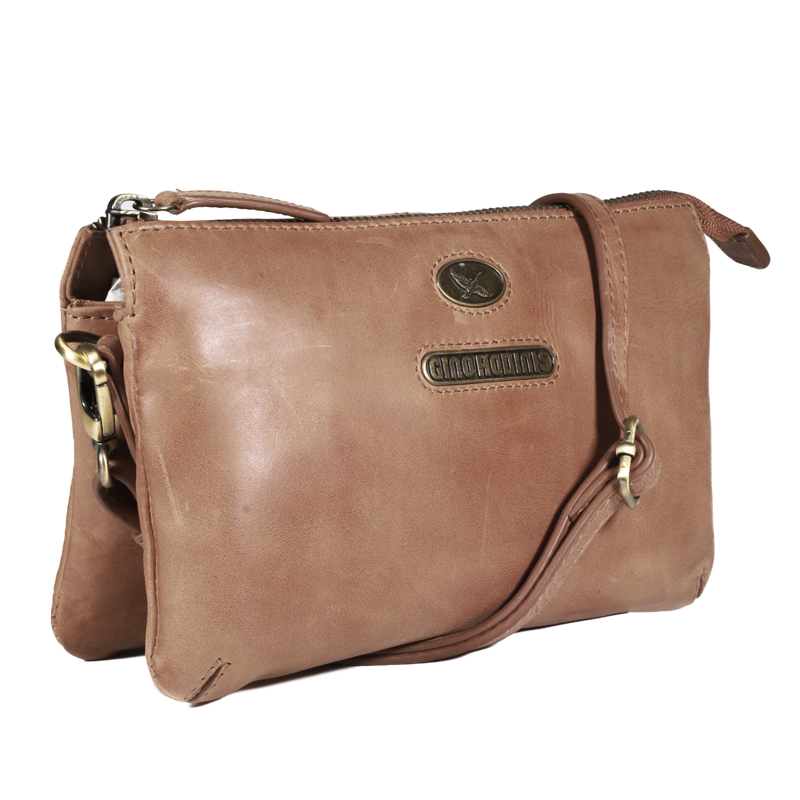 CARTERA DE CUERO MUJER - COLOR CAMEL - MODELO 2096 - GINO RODINIS