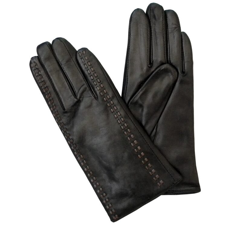 Guante de cuero Mujer, Modelo G183 en color Negro