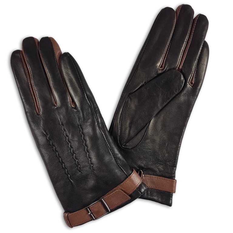 Guante de cuero Mujer, modelo G192 en color negro