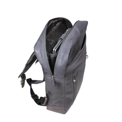 Mochila de Cuero, Color Azul, Modelo 2114 - Gino Rodinis
