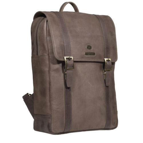 Mochila de Cuero, Color Café, Modelo 2114 - Gino Rodinis