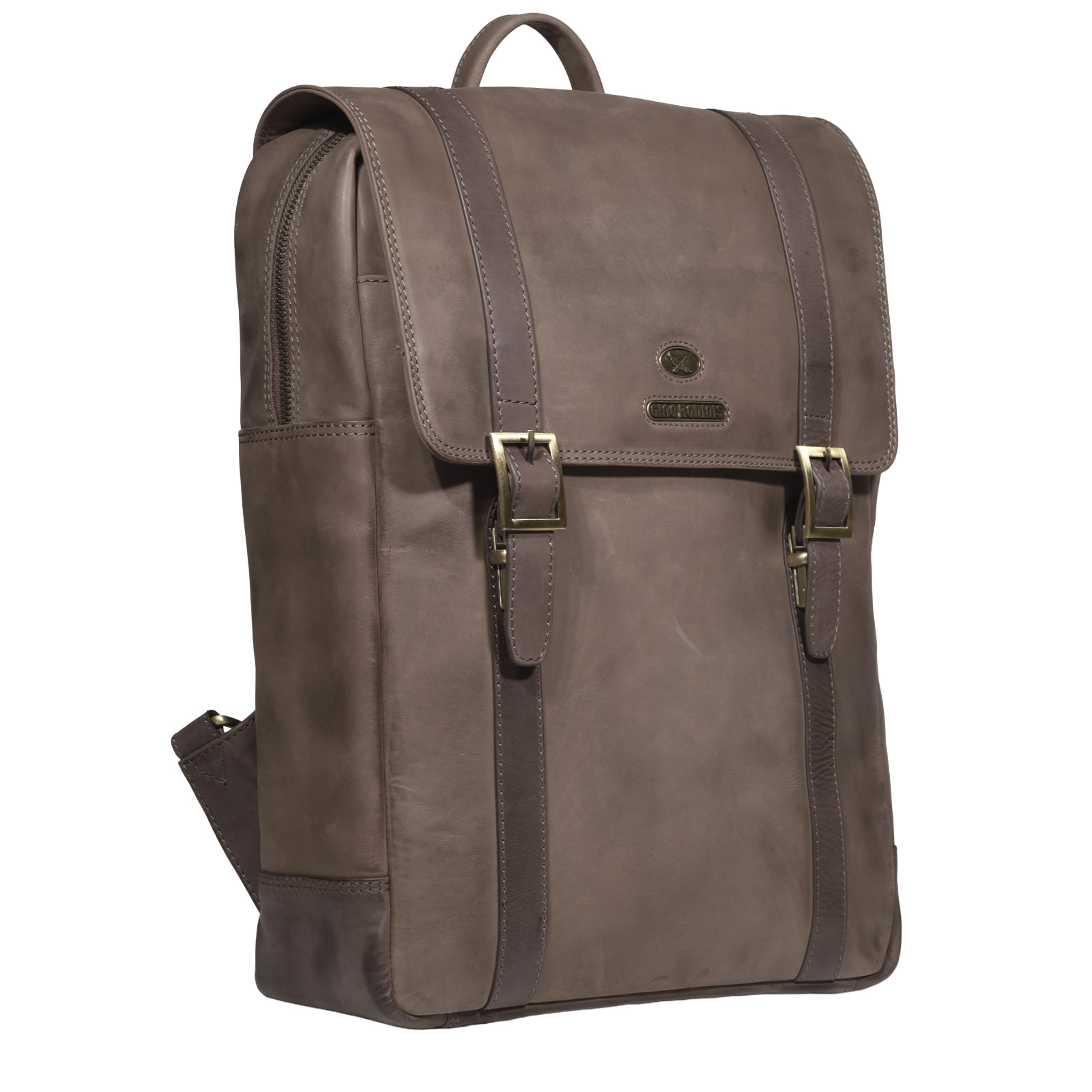 Mochila de Cuero, Color Café, Modelo 2114 - Gino Rodinis
