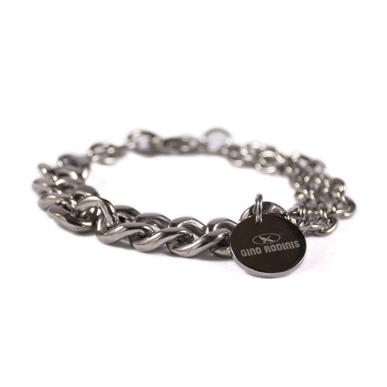 Vista frontal de Brazalete Combinación cadenas color Plata B313