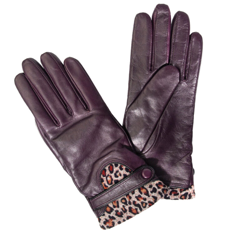 Guante de cuero Mujer, Modelo g161 en tonos burdeos