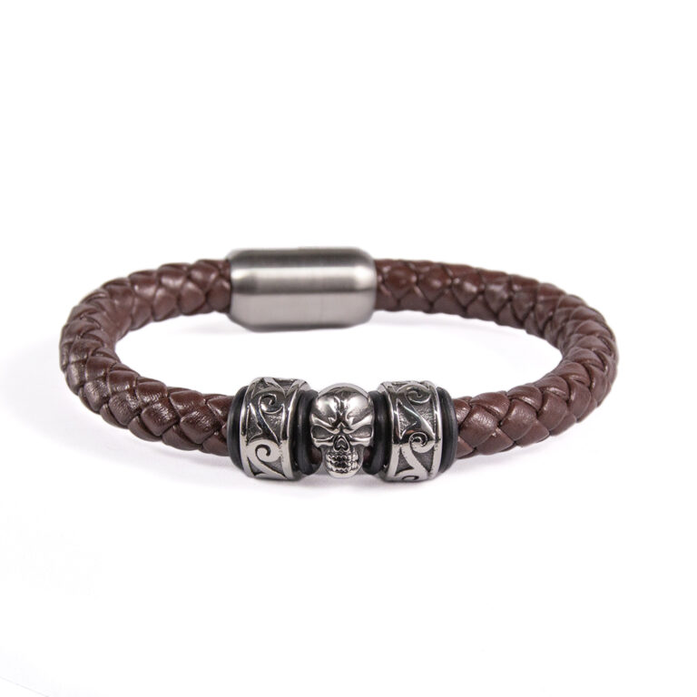 Vista frontal de Brazalete tejido - color Marrón B371