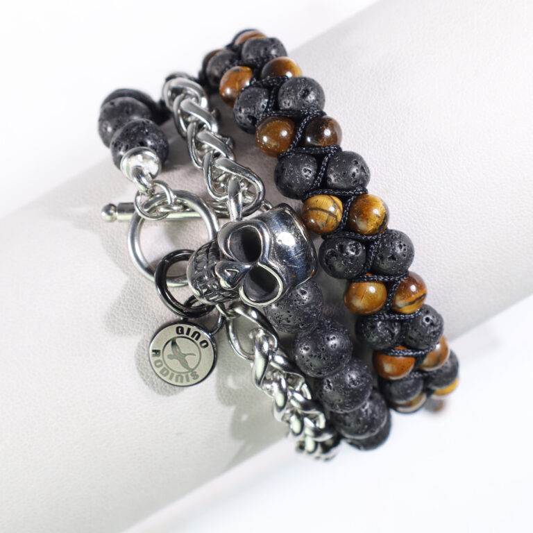 Vista Frontal de Brazalete 4 secciones color Negro - Marrón | B376