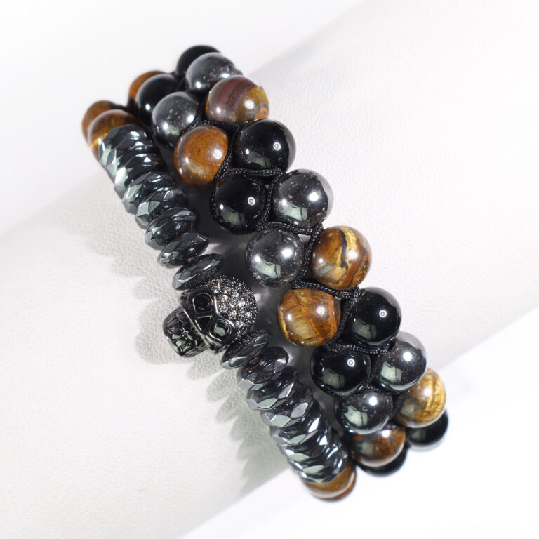 Vista Frontal de Brazalete color Negro- Marrón | B385