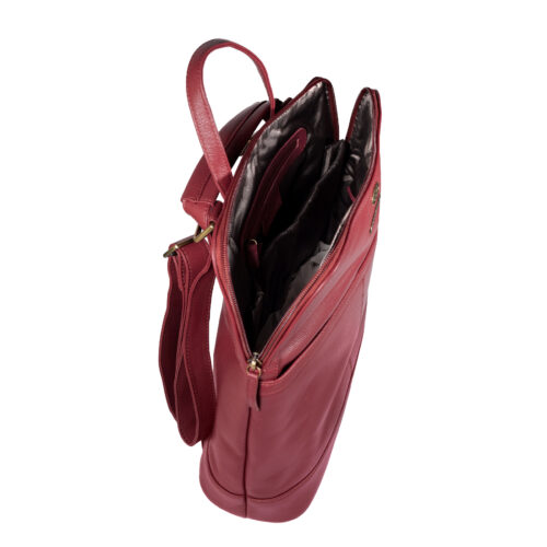 Mochila: Vista lateral general e interior de mochila 2116 rojo
