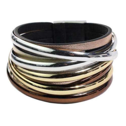 vista frontal de Brazalete B398 Plateado