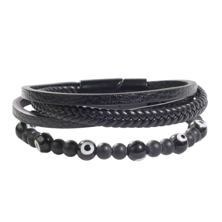 Vista frontal de Brazalete 4 piezas - color Negro | B415