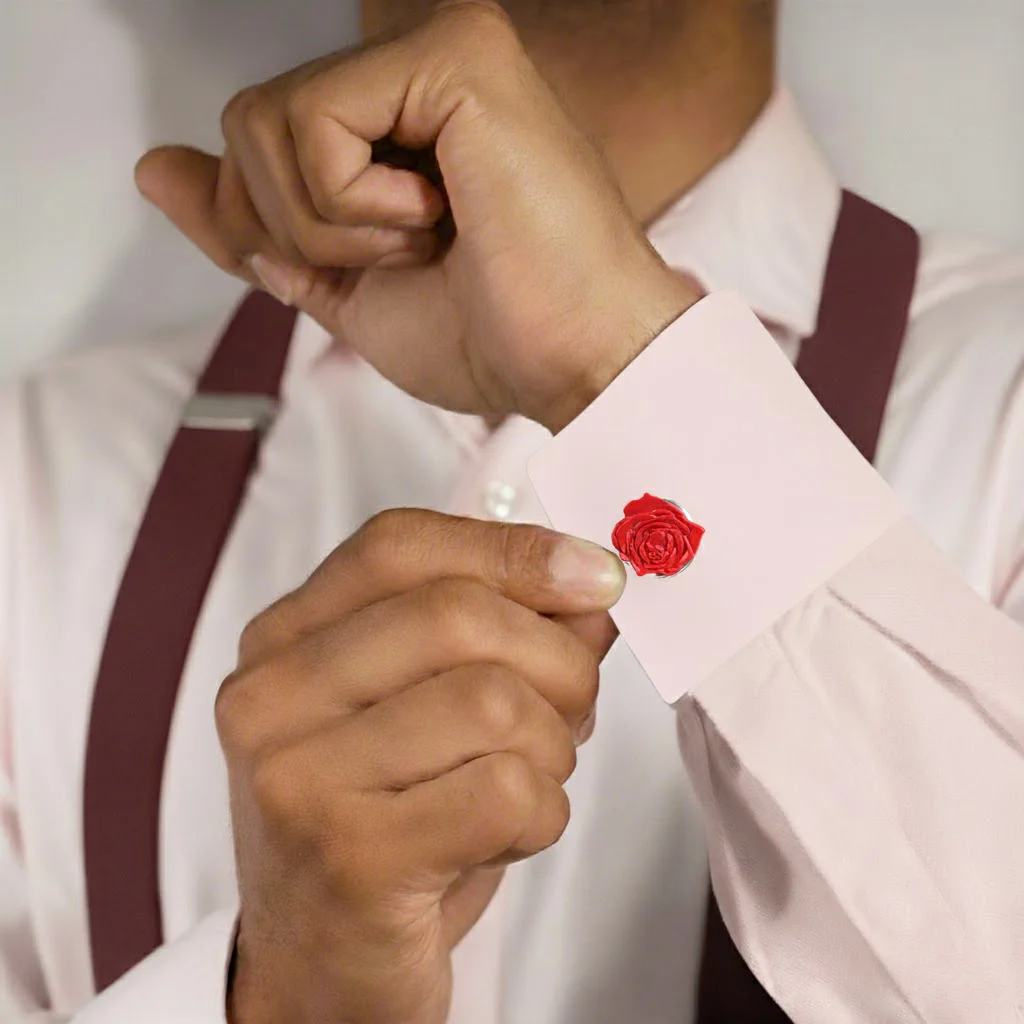 Cubre Botón Esmaltado Rosa Roja | TB018 - Imagen 4