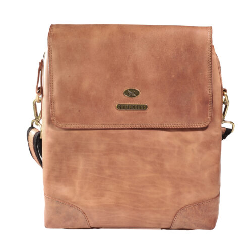 Vista Frontal de Morral de cuero 2402 color Camel - Gino Rodinis