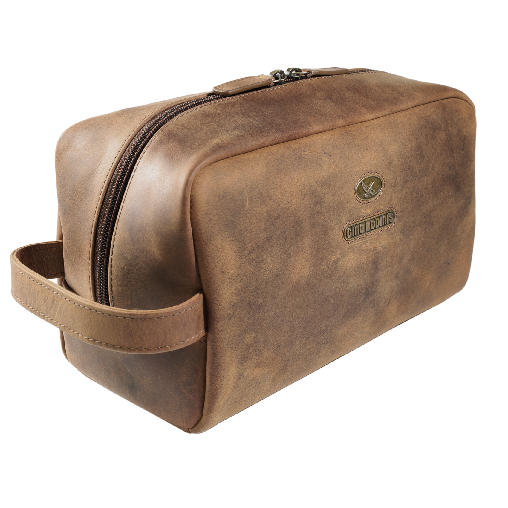 Vista Frontal - Lateral de Necessaire 1317 color Camel - Gino Rodinis