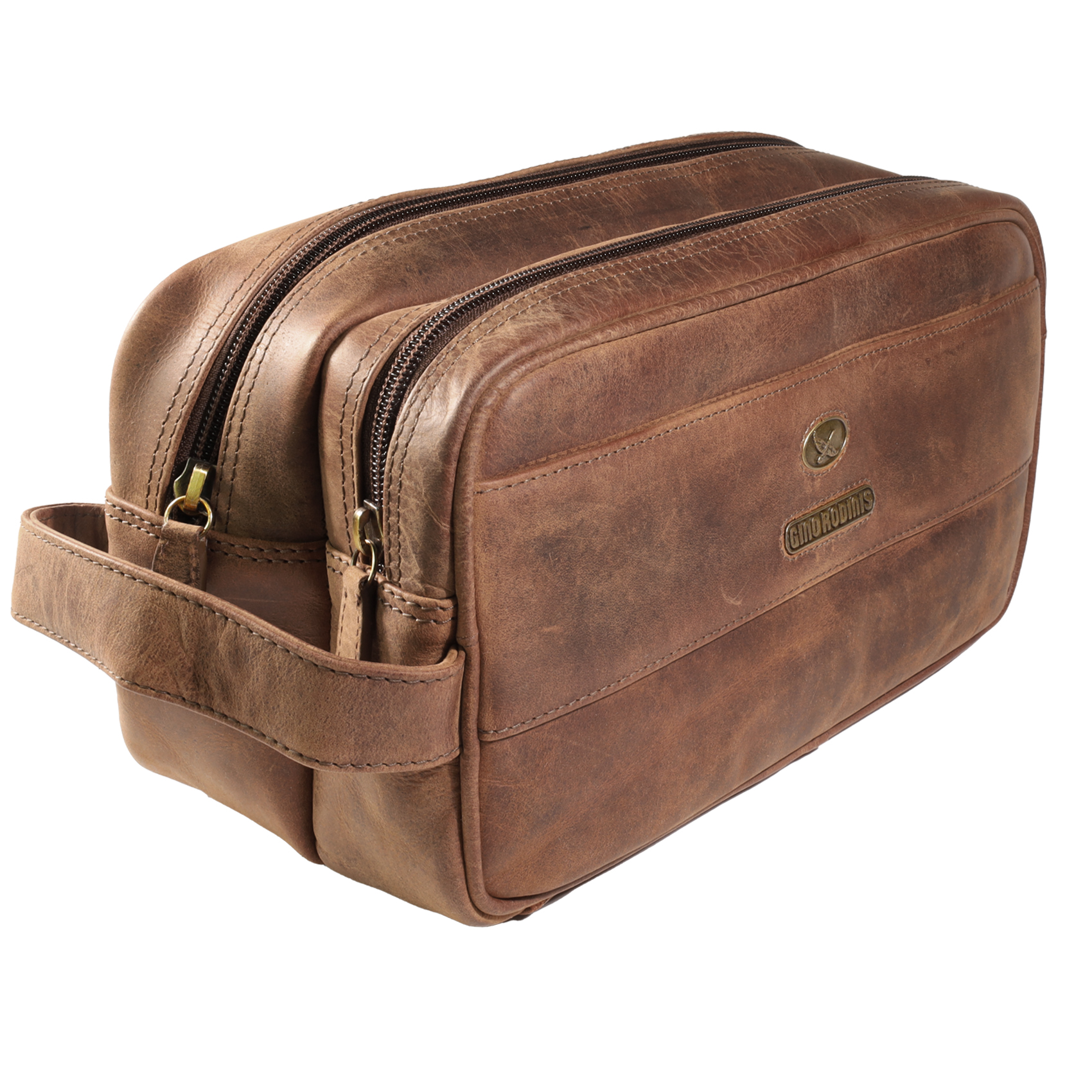 Vista Frontal - Lateral de Necessaire 2451 color Camel - Gino Rodinis