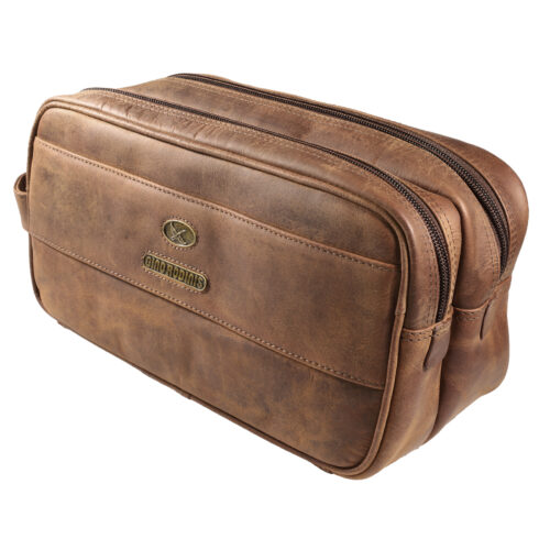 Vista Frontal - Lateral de Necessaire 2451 color Camel - Gino Rodinis