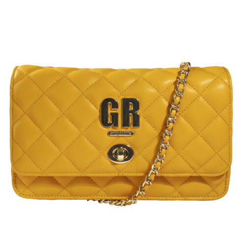 Vista Frontal de Cartera - Producto exclusivo - Color Amarillo, 100% cuero | Gino Rodinis