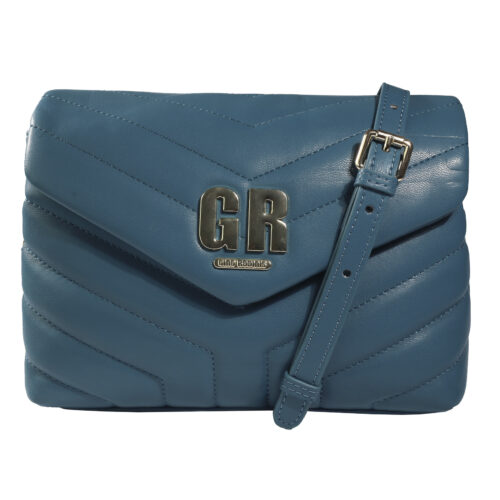 Vista Frontal de Cartera - Producto exclusivo - Color Azul, 100% cuero | Gino Rodinis