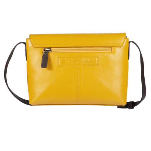 Vista Posterior de Cartera - Producto exclusivo - Color Amarillo, 100% cuero | Gino Rodinis