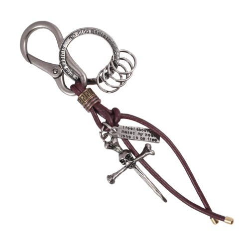 Llavero de cuero Hombre - Modelo LL121 en color Burdeo