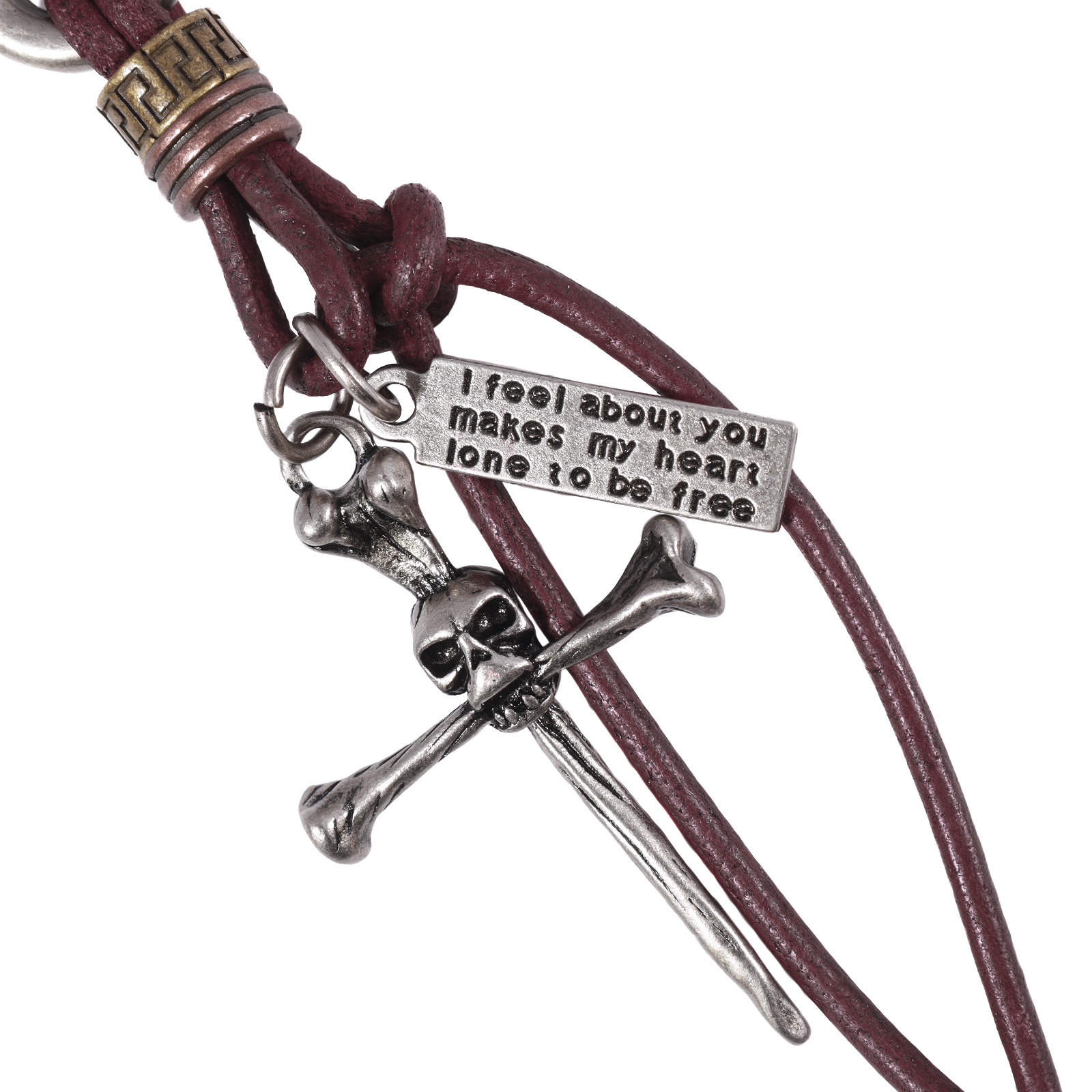 Llavero de cuero Hombre - Modelo LL121 en color Burdeo