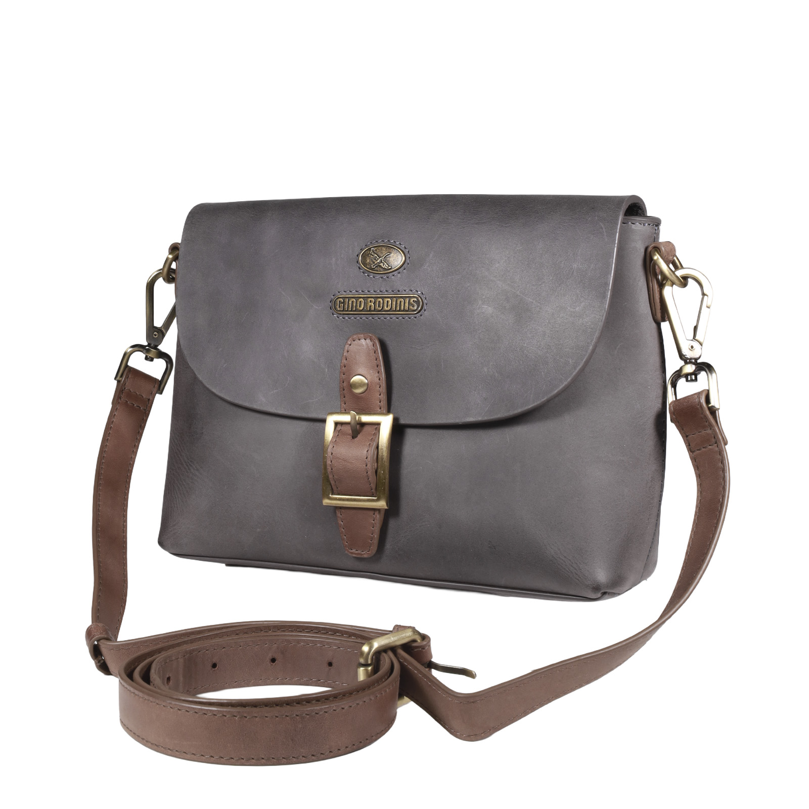 CARTERA DE CUERO MUJER - COLOR grafito- MODELO 2130- GINO RODINIS