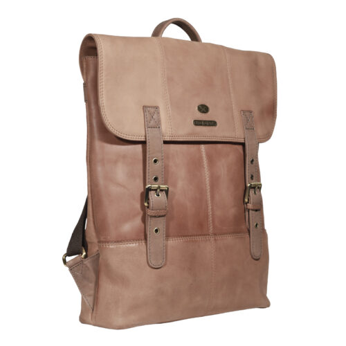 Mochila de Cuero, Color Camel, Modelo 2101 - Gino Rodinis