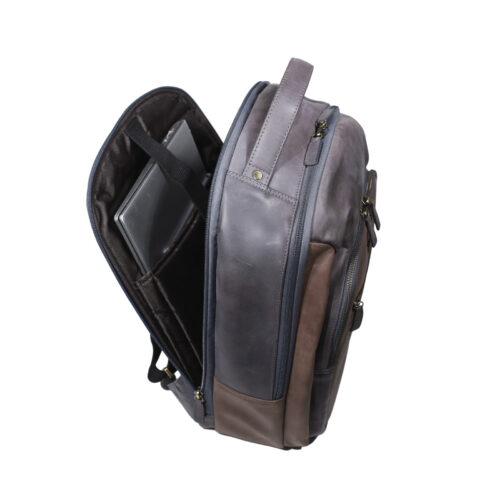 Mochila de Cuero, Color Azul, Modelo 2113 - Gino Rodinis