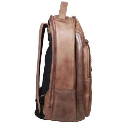 Mochila de Cuero, Color Camel, Modelo 2113 - Gino Rodinis