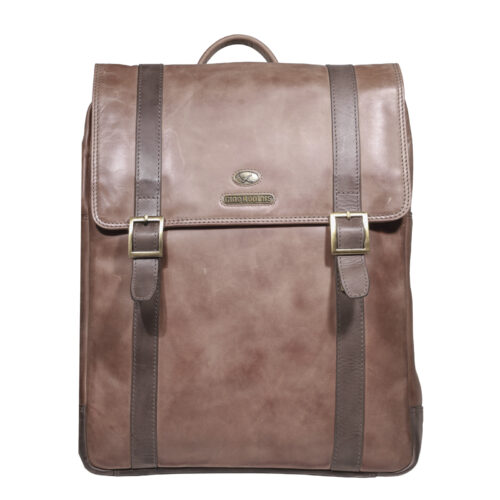 Mochila de Cuero, Color Camel, Modelo 2114 - Gino Rodinis
