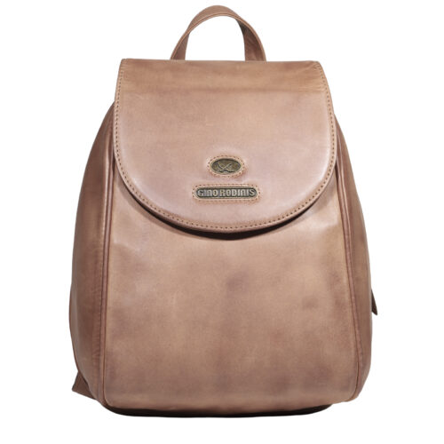 Mochila de Cuero, Color Camel, Modelo 2115 - Gino Rodinis