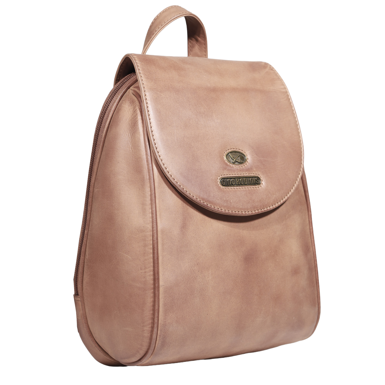 Mochila de Cuero, Color Camel, Modelo 2115 - Gino Rodinis