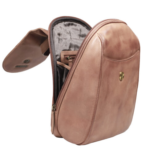 Mochila de Cuero, Color Camel, Modelo 2115 - Gino Rodinis