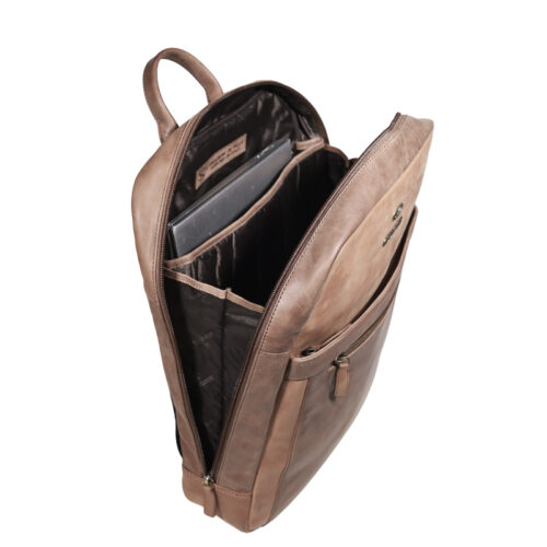 Mochila de Cuero, Color Camel, Modelo 2118 - Gino Rodinis