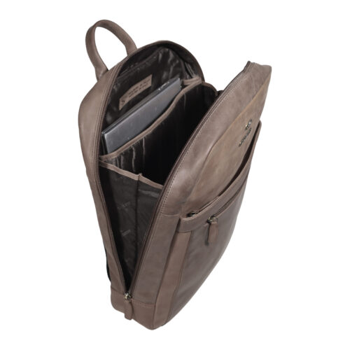Mochila de Cuero, Color Café, Modelo 2118 - Gino Rodinis
