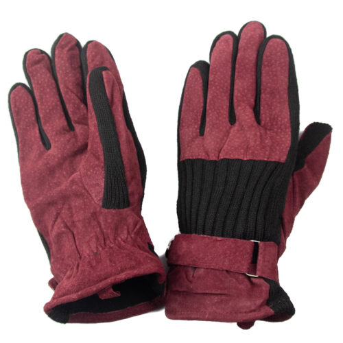 Guante de cuero gamuzado, modelo g107 en color Burdeo