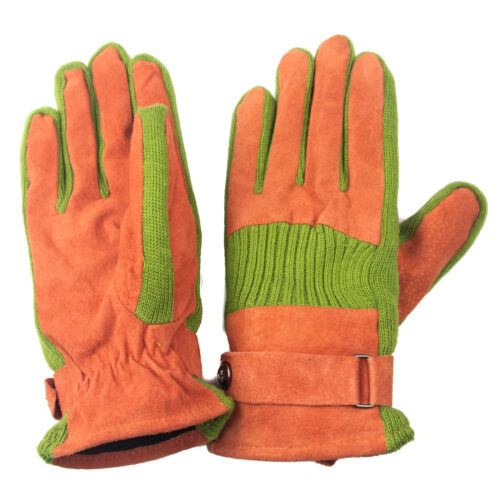 Guante de cuero gamuzado, modelo g107 en color Naranjo