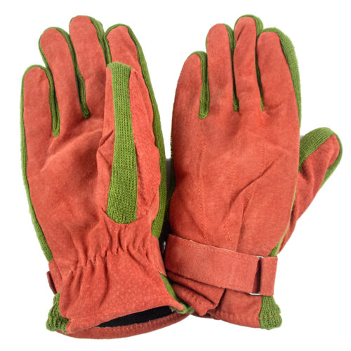 Guante de cuero gamuzado, modelo g148 en color Naranjo