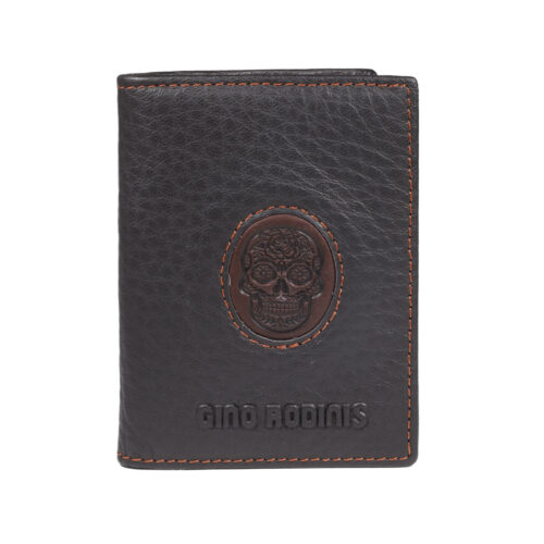 Tarjetero de cuero, colección Etnica, Modelo 939 Calavera - Gino Rodinis