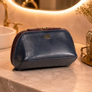 Necessaire de cuero 2453 / Azul - Marrón