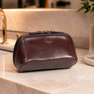 Necessaire de cuero 2453 / Marrón - Azul