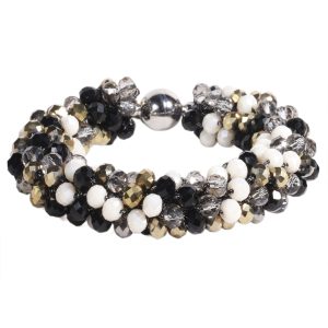 Brazalete B517 | Dorado/Negro/Blanco Perlado