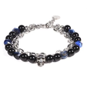 Brazalete B538 | Negro/Plateado