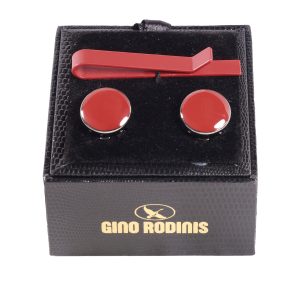 Set Pasador de Corbata y Cubre Botón | TB019 Rojo
