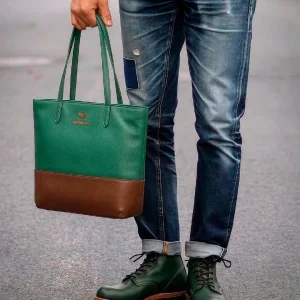 Tote Bag 007 Cuero | Verde / Café